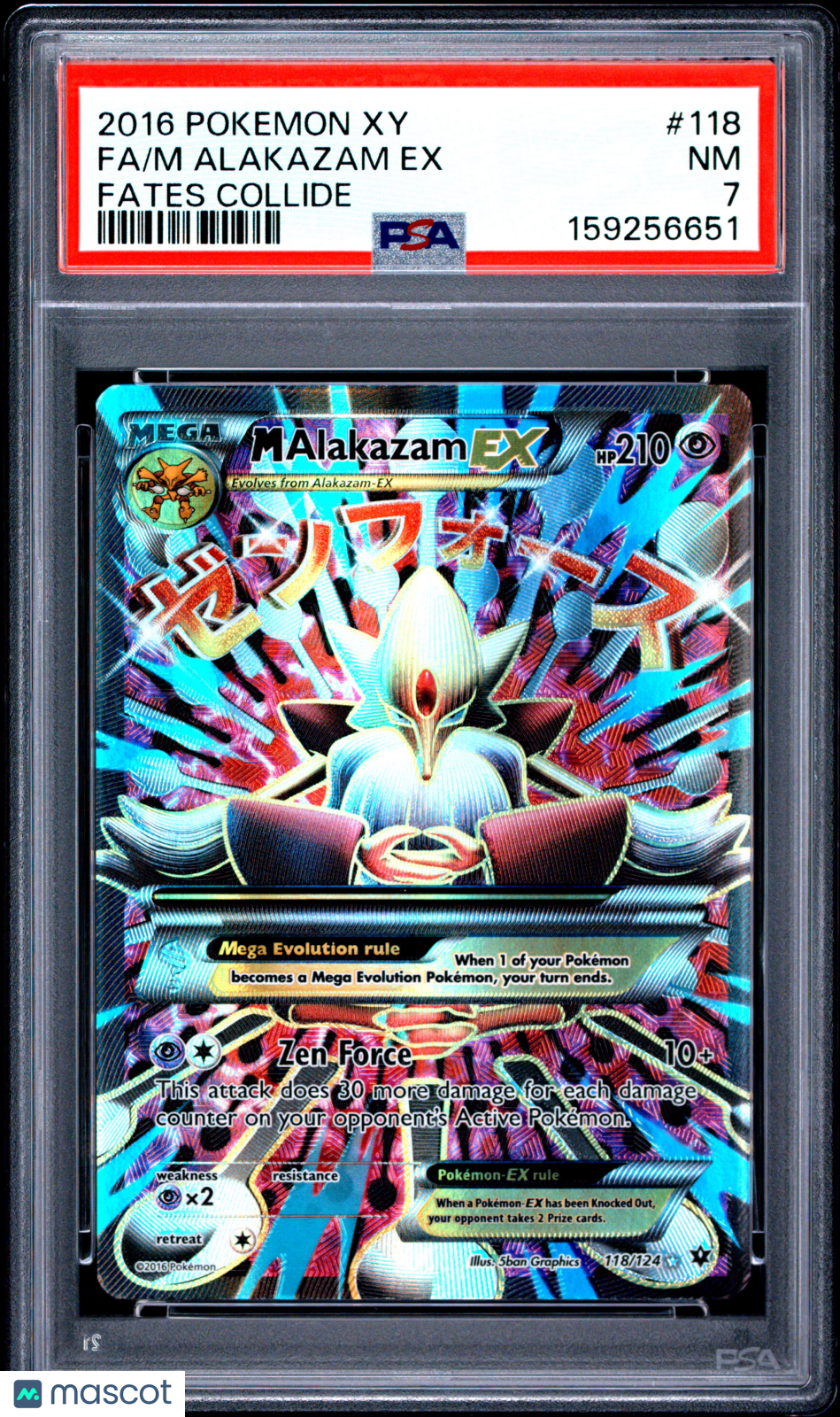 2016 Pokemon—M Alakazam EX #118 XY - Fates Collide—Ultra Rare PSA 7
