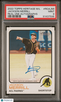 2022 Topps Heritage ML Real One Autographs Minor—Jackson Merrill #ROAJMl —PSA 9