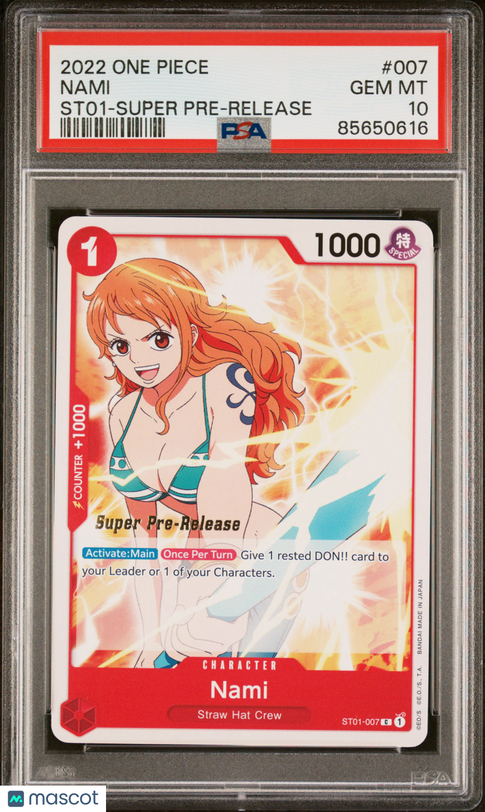 2022 —Nami #007 One Piece Starter Deck St01—Common Super Pre-Release PSA 10