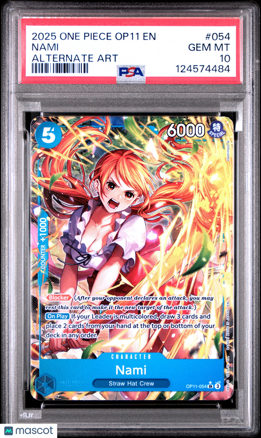 2025 One Piece Card Game Nami A Fist Of Divine Speed #OP11-054 PSA 10