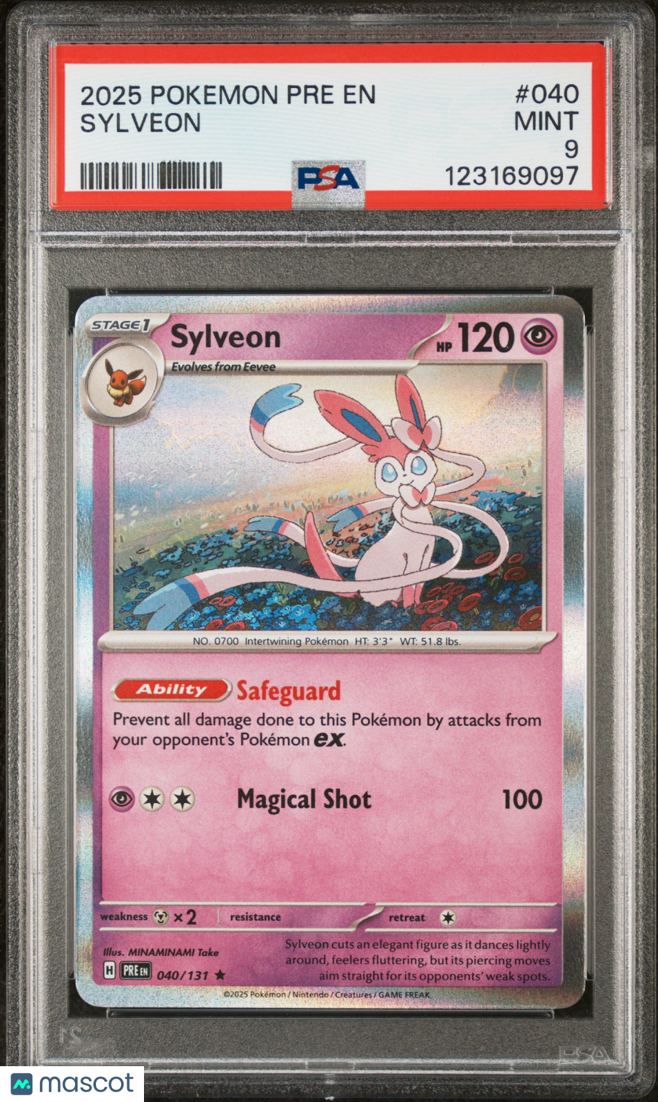 Sylveon 2025 Pokemon Pre EN-Prismatic Evolutions #040 PSA 9