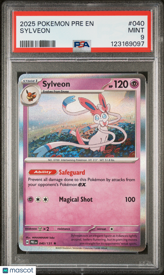 Sylveon 2025 Pokemon Pre EN-Prismatic Evolutions #040 PSA 9