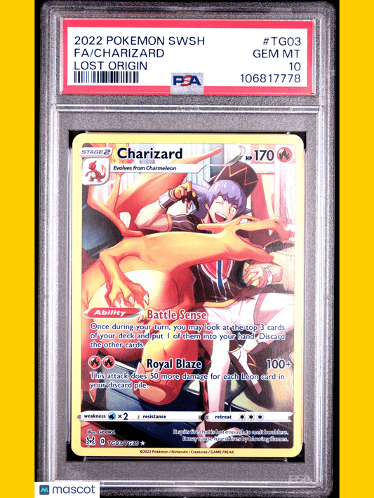 Pokemon TCG Charizard Fa 2022 Pokemon Sword & Shield Lost Origin PSA 10