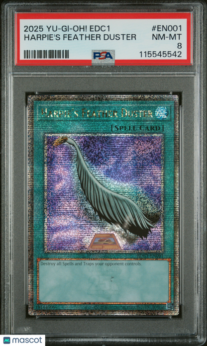 2025 Yu-Gi-Oh!—Harpie's Feather Duster #EDC1-EN001—QCSR Foil PSA 8
