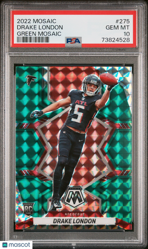 2022 Panini Mosaic Football—Drake London #275 Rookie RC Green —PSA 10