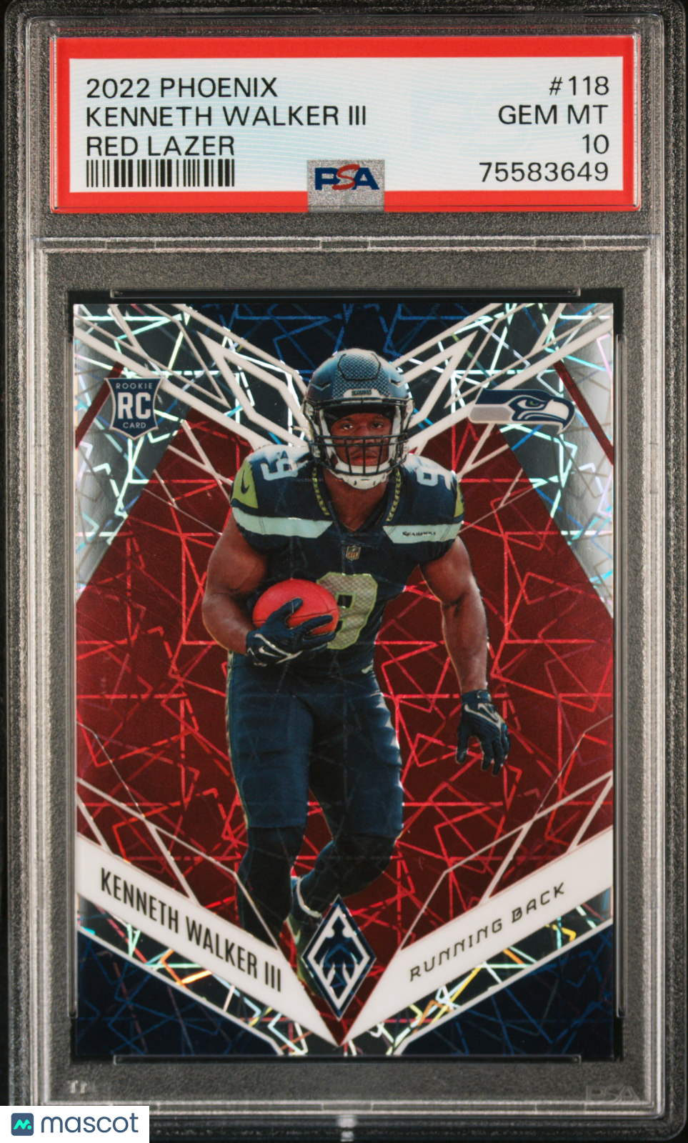 2022 Panini Phoenix Football Kenneth Walker III Red Lazer #118 PSA 10