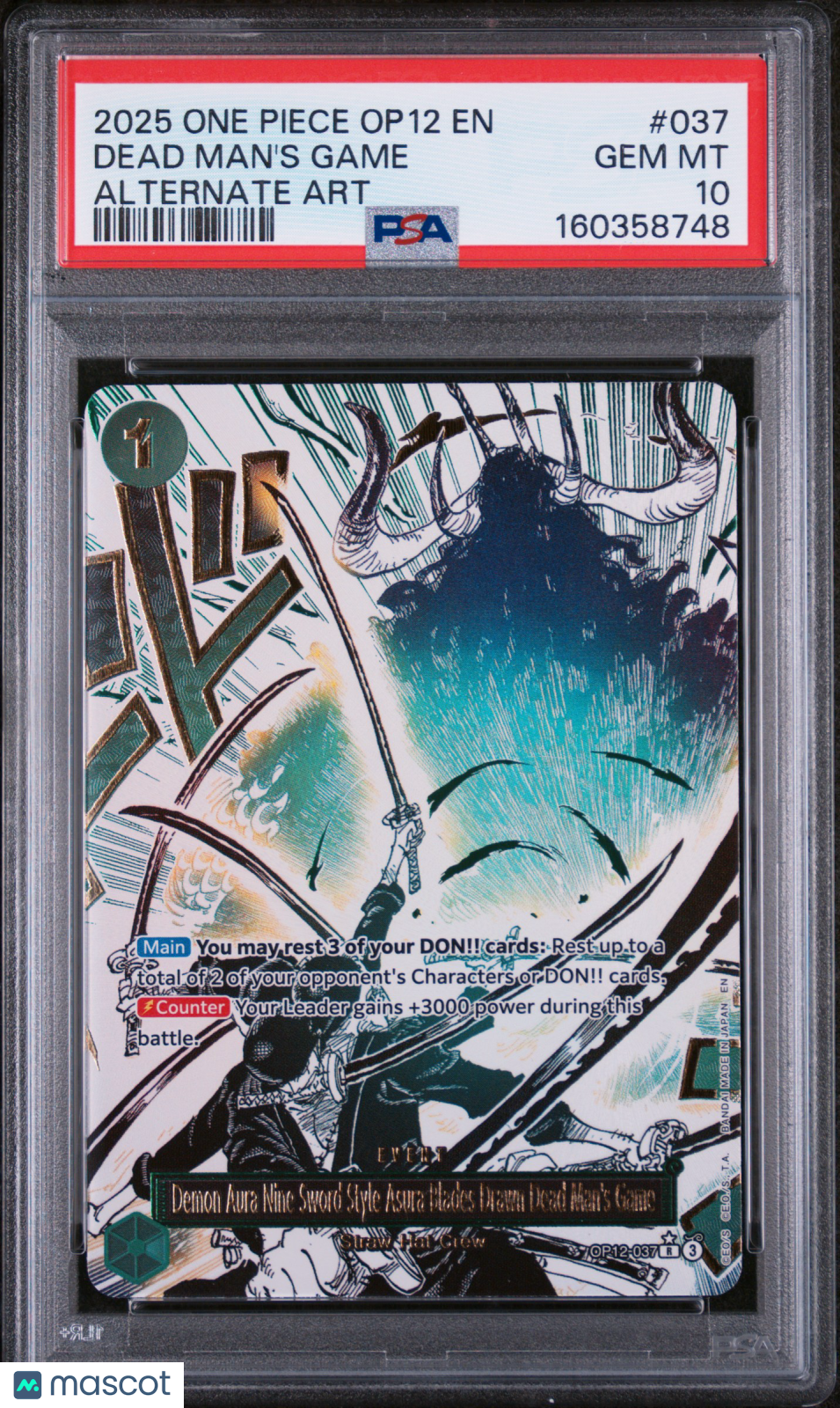 2025 One Piece TCG—Dead Man's Game #OP12-037—R (Alt Art) PSA 10