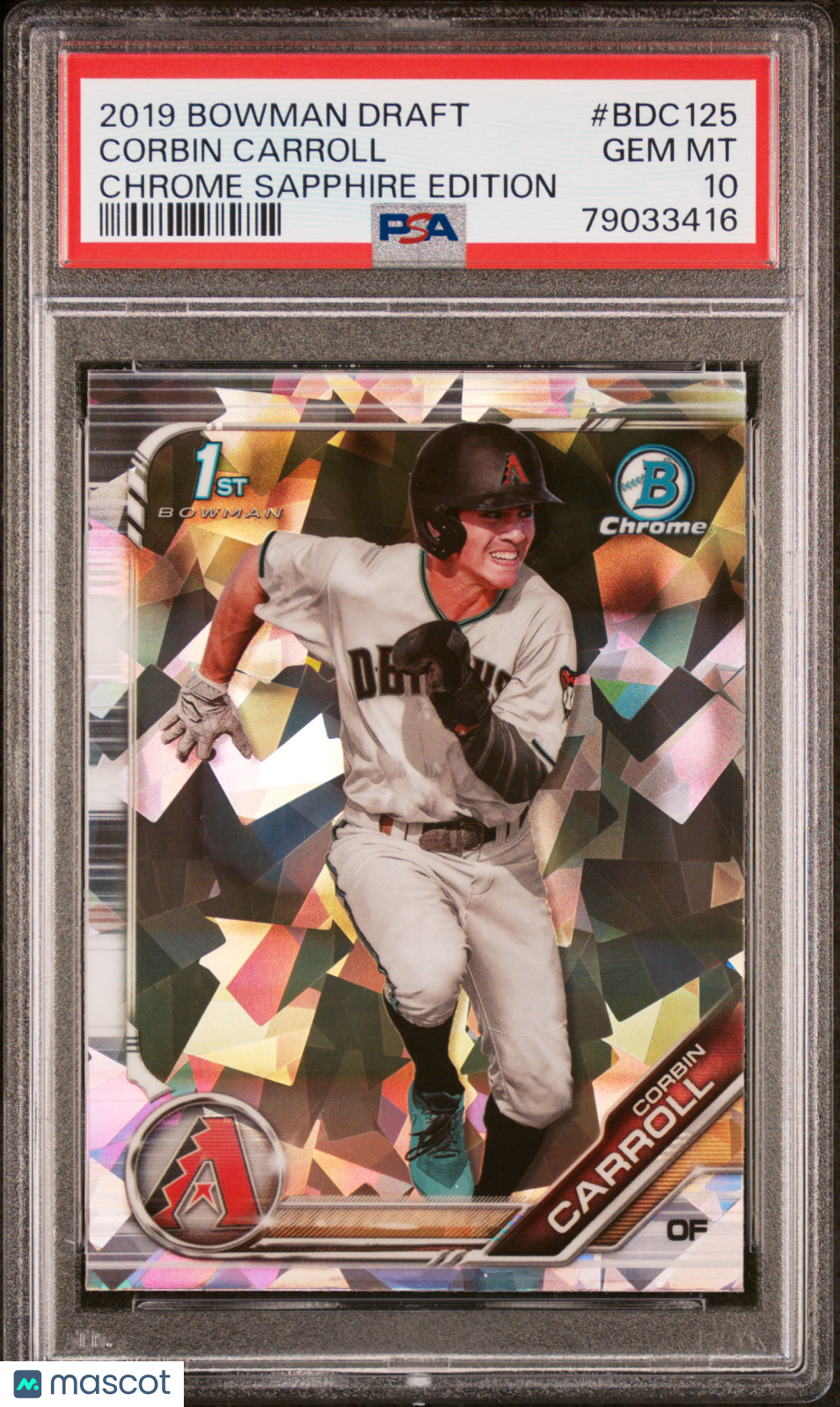 2019 Bowman Draft Chrome Sapphire Ed. Baseball—Corbin Carroll #BDC125 —PSA 10