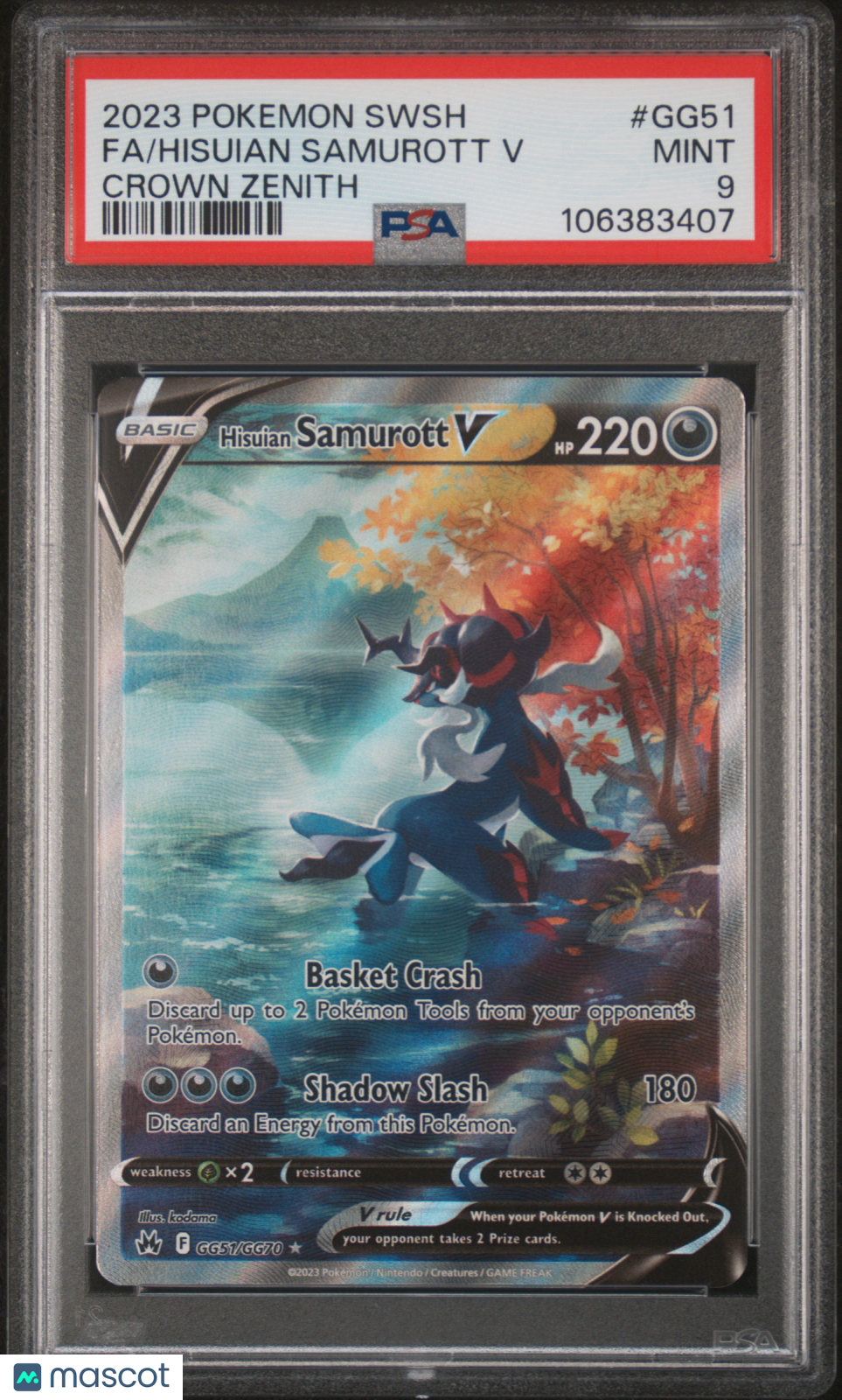 2023 Pokemon TCG Hisuian Samurott V Crown Zenith #GG51 PSA 9