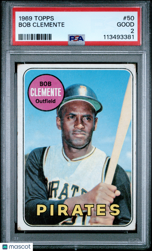 1969 Topps Baseball Bob Clemente #50 PSA 2