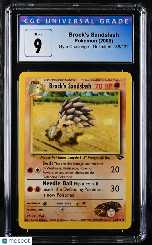 Brock's Sandslash 2000 Pokémon Gym Challenge #36/132 CGC 9