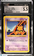 1999 Pokemon TCG—Abra #43/102 Base Set—Common Shadowless Vintage 43/102 CGC 5.5