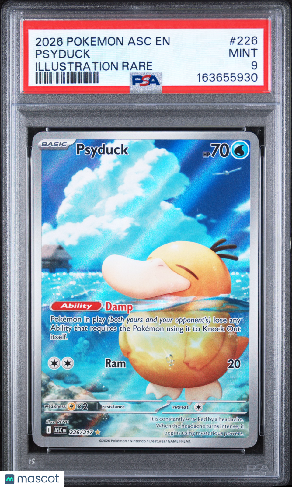 2026 Pokemon—Psyduck #226 Ascended Heroes—Illustration Rare Holo PSA 9