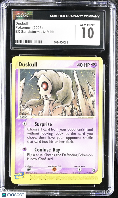 2003 Pokemon—Duskull #61/100 EX Sandstorm—Common Nonholo CGC 10