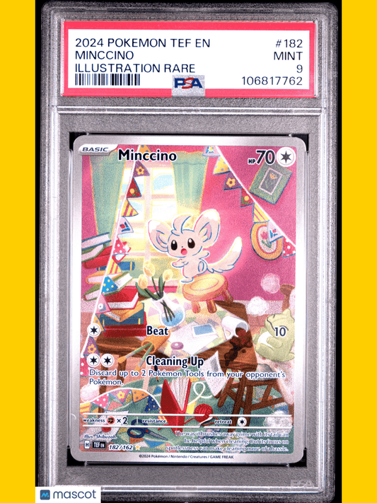 Pokemon TCG Minccino 2024 Pokemon Tef EN-Temporal Forces #182 Illustration Rare PSA 9