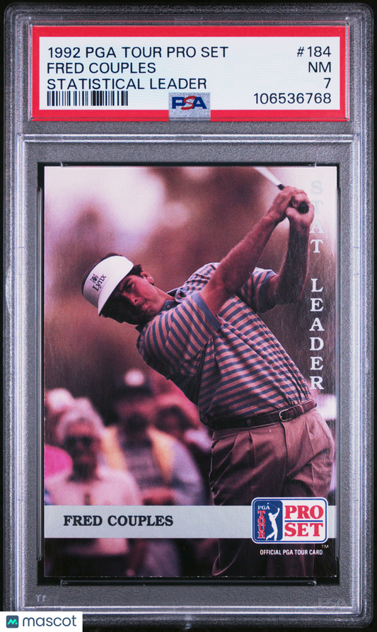 1992 Pro Set Pga Tour Golf Fred Couples Statistical Leader #184 PSA 7