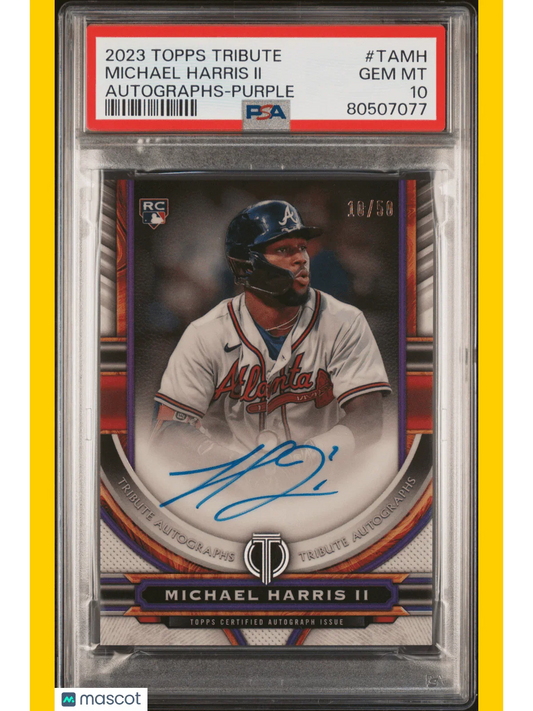 2023 Topps Tribute Baseball Michael Harris II Autographs Purple #TAMH PSA 10 - Papa Joey's Collectibles