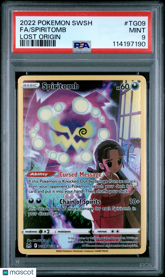 Spiritomb 2022 Pokemon Sword & Shield Lost Origin #TG09 PSA 9
