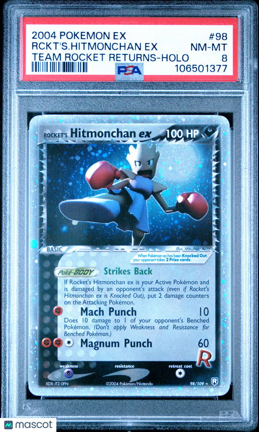 2004 Pokemon Rocket's Hitmonchan EX EX Team Rocket Returns #98 PSA 8