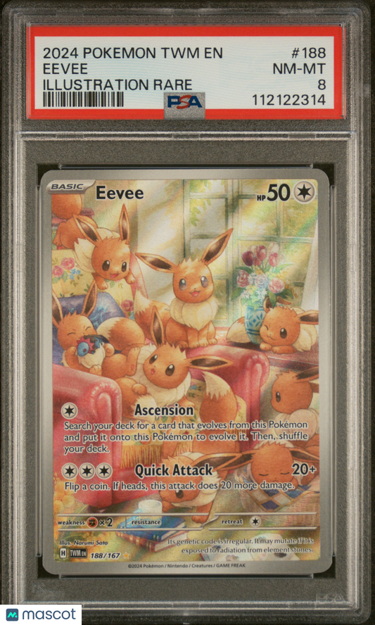 2024 Pokemon TCG Eevee Twilight Masquerade #188 PSA 8