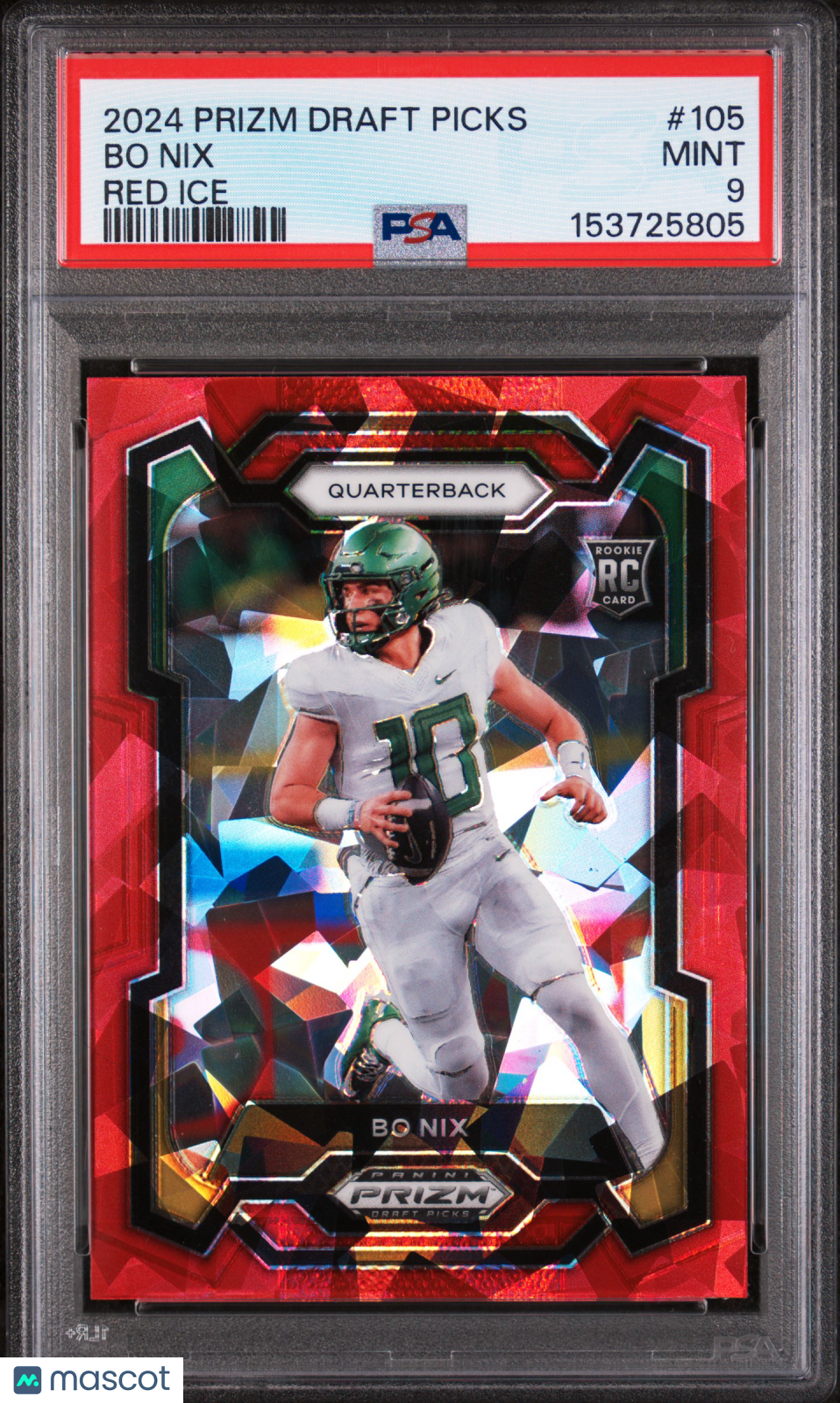2024 Panini Prizm Draft Picks Football—Bo Nix #105 Red Ice —PSA 9