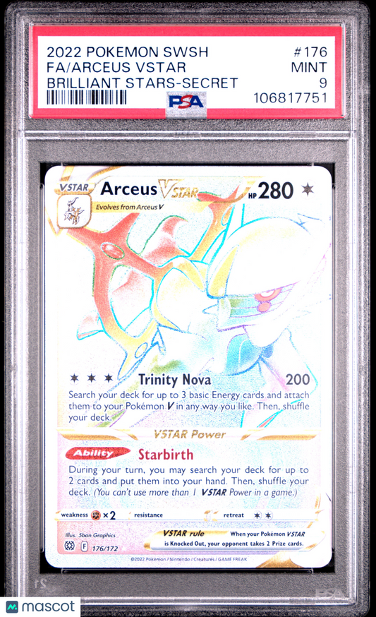 Pokemon Arceus Vstar Sword & Shield Brilliant Stars #176 Brilliant Stars PSA 9