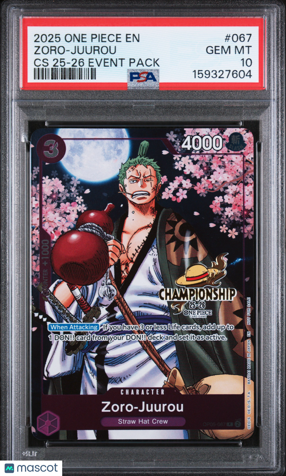 2025 One Piece—Zoro-Juurou #067 OP Championship 2025-26 Event Pack—Rare PSA 10