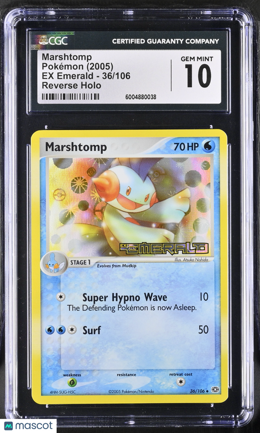—Marshtomp #36/106 2005 Pokemon EX Emerald— Reverse Holo POP 3 CGC 10
