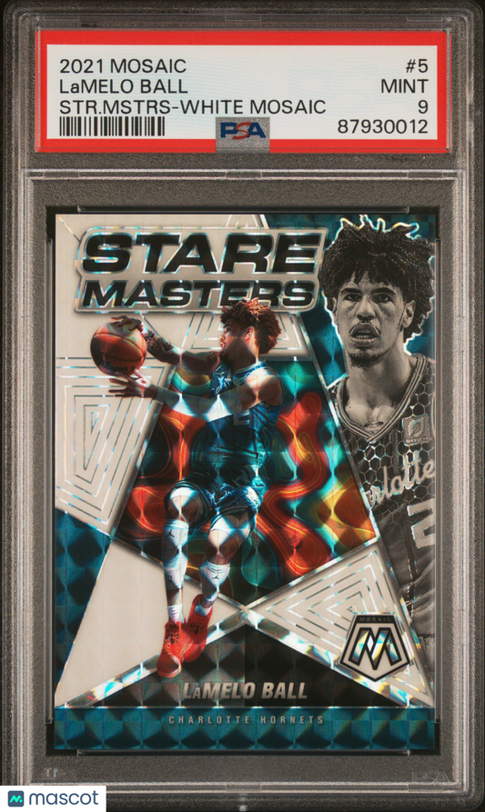 2021 Panini Mosaic Stare Masters Basketball Lamelo Ball STR.Mstrs White #5 PSA 9