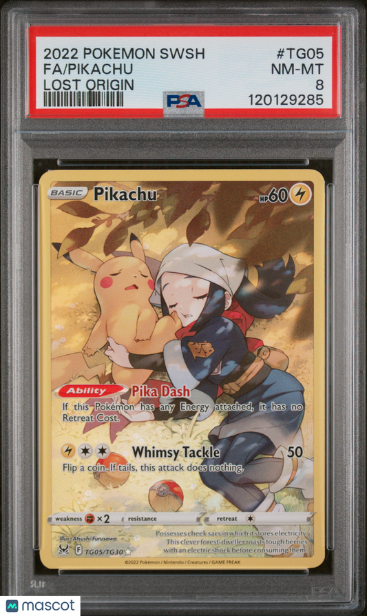 Pikachu Fa 2022 Pokemon Sword & Shield Lost Origin #TG05 Lost Origin PSA 8