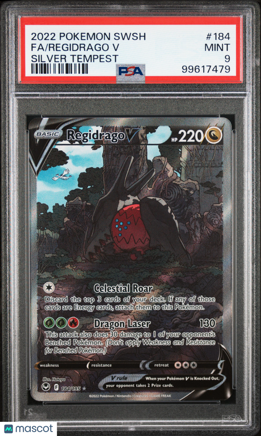 Pokemon TCG Regidrago V Fa 2022 Pokemon Sword & Shield Silver Tempest #184 Silver Tempest PSA 9