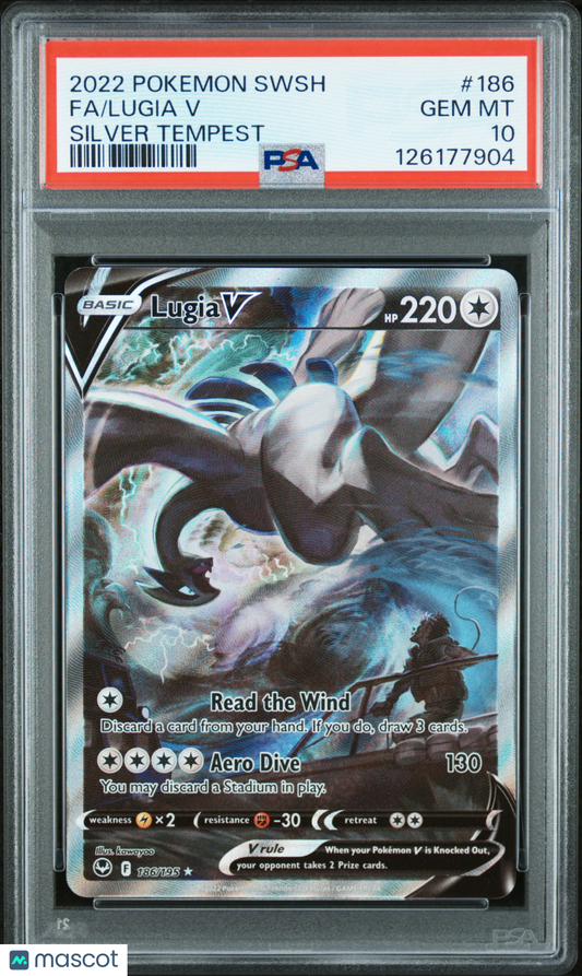 —Lugia V #186 2022 Pokemon Sword & Shield Silver Tempest— Fa Silver Tempest PSA 10
