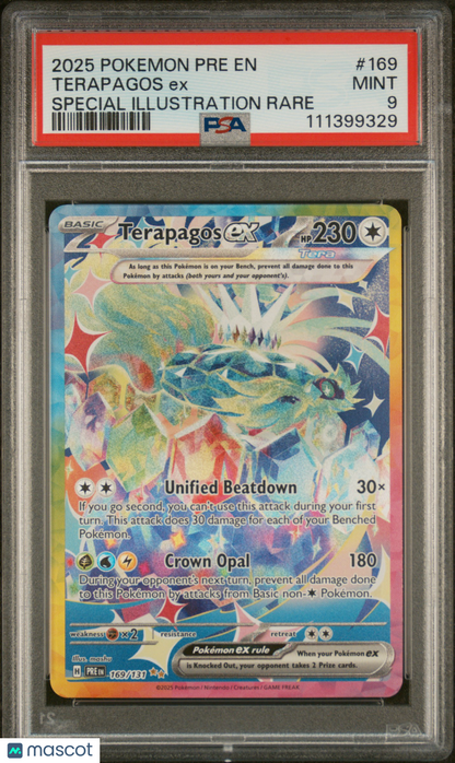 2025 Pokemon—Terapagos EX #169 Prismatic Evolutions— PSA 9