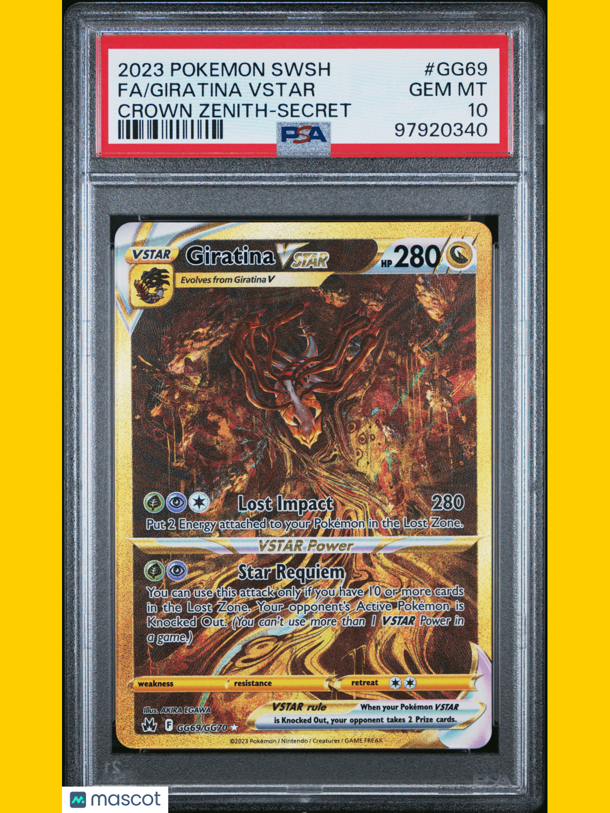 2023 PokéMon TCG Giratina Vstar Crown Zenith #GG69 Crown Zenith-Secret PSA 10