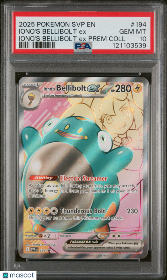 2025 Pokemon Iono's Bellibolt EX SV Black Star Promo #194 PSA 10