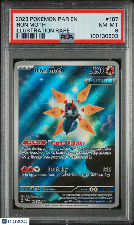 Iron Moth 2023 Pokemon Par EN-Paradox Rift #187 Illustration Rare PSA 8