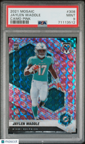 2021 Panini Mosaic Football—Jaylen Waddle #308 Camo Pink Rookie—PSA 9