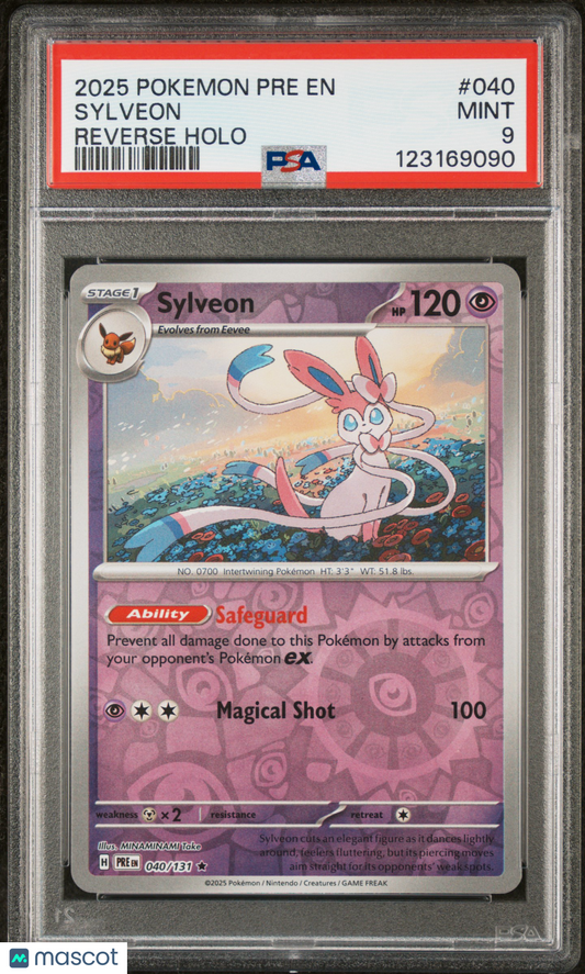 Sylveon 2025 Pokemon Pre EN-Prismatic Evolutions #040 Reverse Holo PSA 9
