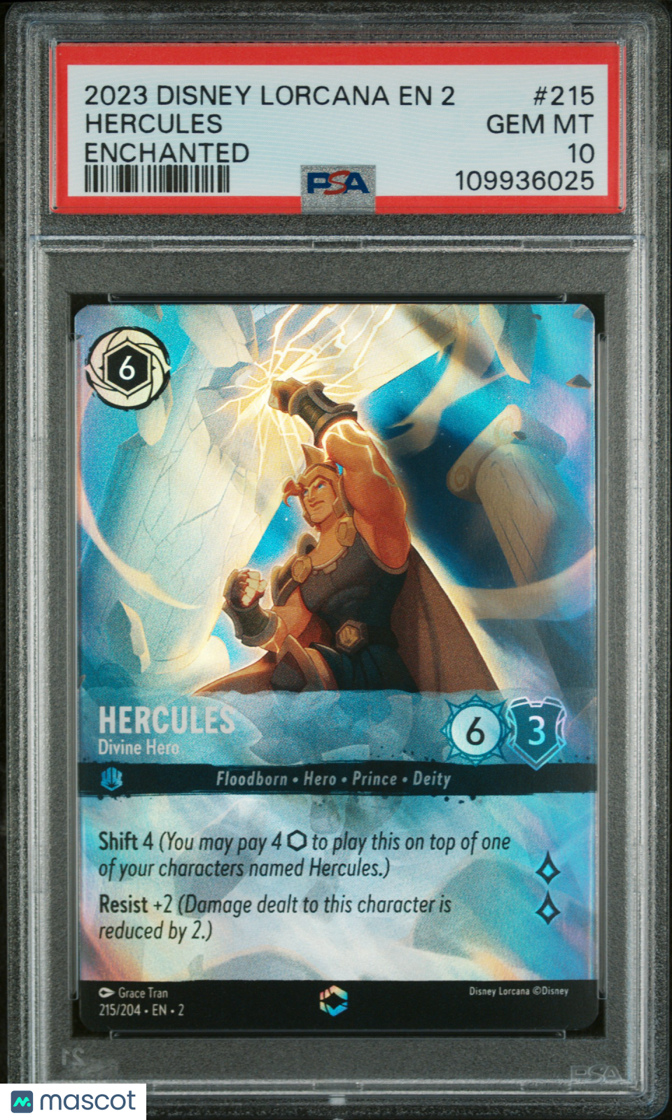 Hercules 2023 Disney Lorcana EN 2-Rise Of The Floodborn #215 Enchanted PSA 10 - Papa Joey's Collectibles