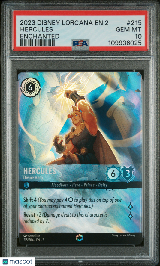 Hercules 2023 Disney Lorcana EN 2-Rise Of The Floodborn #215 Enchanted PSA 10