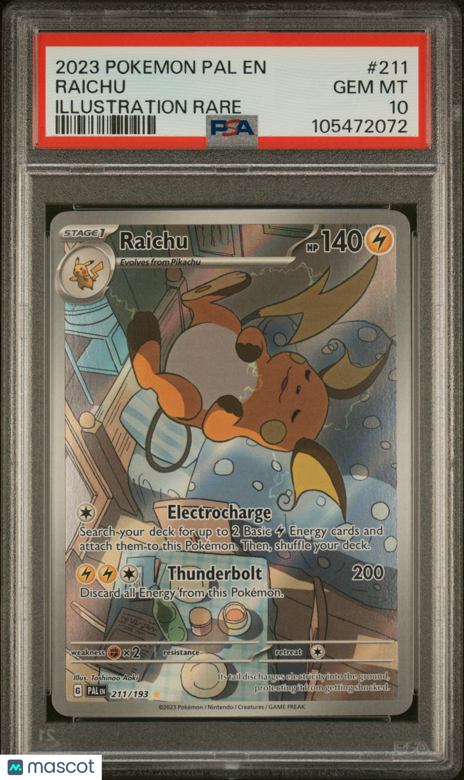 Pokemon TCG Raichu 2023 Pokemon Pal EN-Paldea Evolved #211 Illustration Rare PSA 10