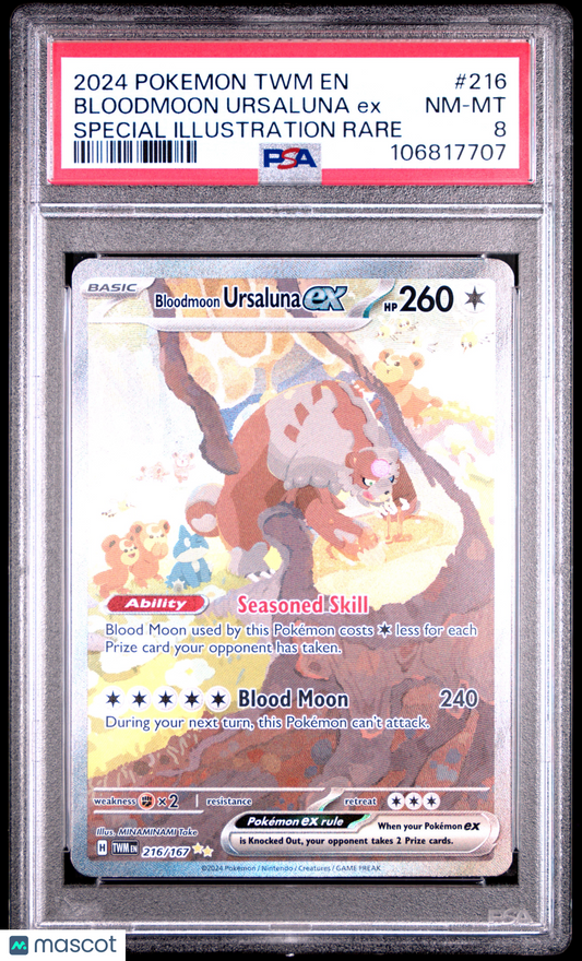 Pokemon TCG Bloodmoon Ursaluna EX TWM Special Illustration Rare PSA 8