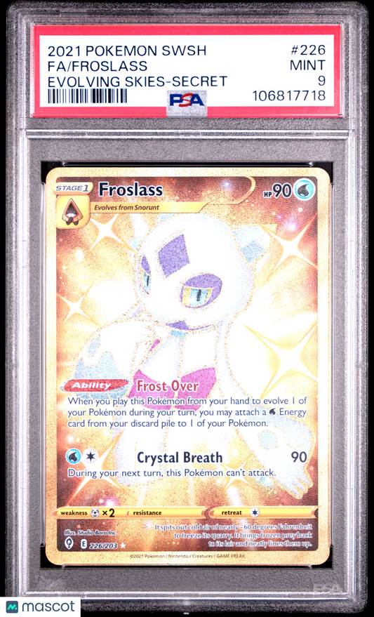 Pokemon TCG Froslass Fa 2021 Pokemon Sword & Shield Evolving Skies #226 Evolving Skies-Secret PSA 9