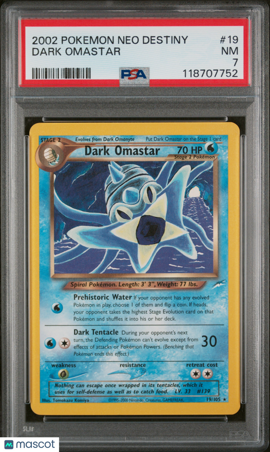 2002 Pokemon Dark Omastar Neo Destiny #19 PSA 7