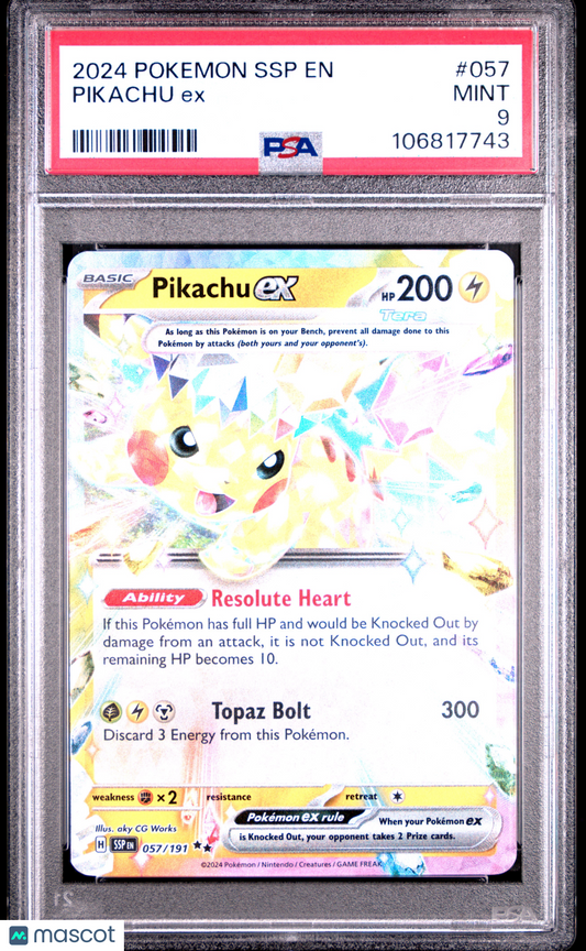 2024 Pokemon TCG Pikachu EX Surging Sparks #057 PSA 9