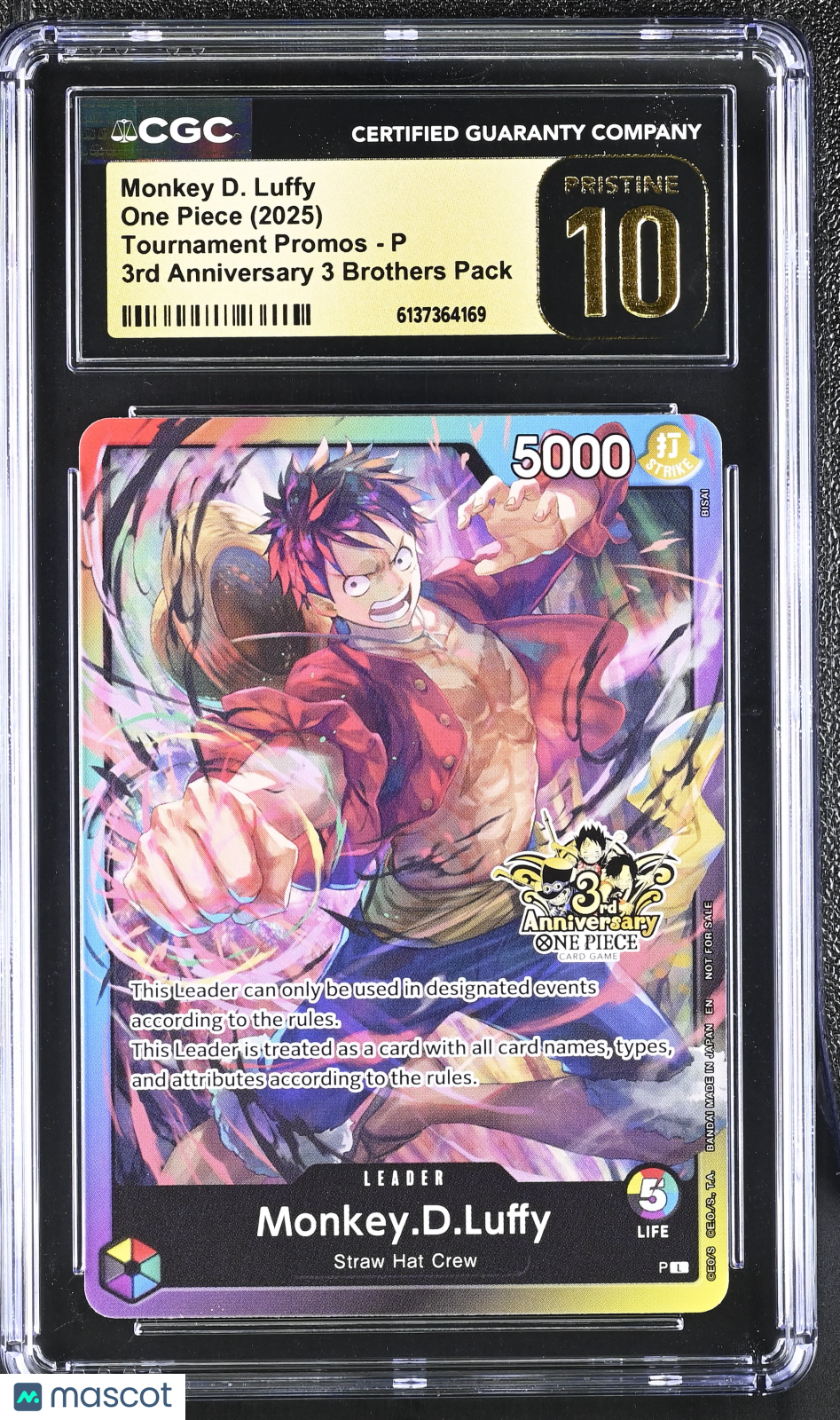 2025 One Piece CCG—Monkey D. Luffy #P One Piece Tournament Promos—Leader CGC 10