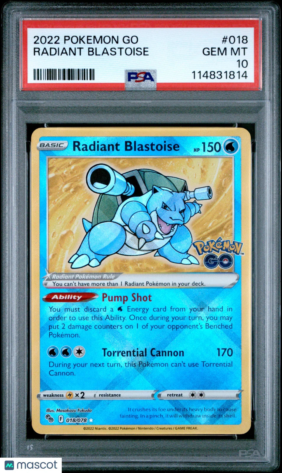 2022 Radiant Blastoise Pokemon GO #018 PSA 10 - Papa Joey's Collectibles