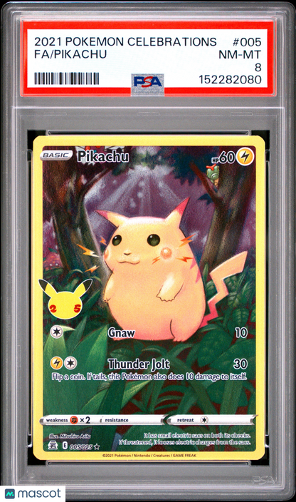 2021 Pokemon—Pikachu #005/025 Celebrations—Holo Rare PSA 8
