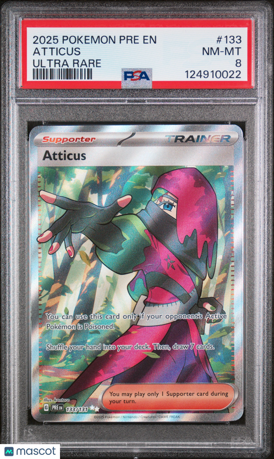 Atticus 2025 Pokemon Pre EN-Prismatic Evolutions #133 Ultra Rare PSA 8