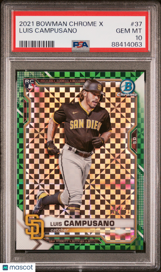 Bowman 2021 Bowman Chrome X Baseball—Luis Campusano #37 —PSA 10